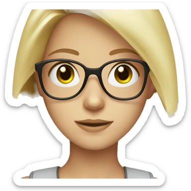 blonde girl with brown glasses green eyes and mascara  sticker