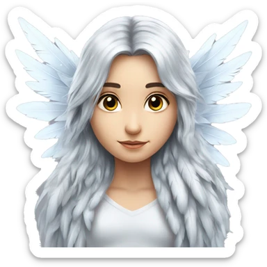 big wings, silver, feather, icy ,snowflake, Beautiful, fairy, long hair sticker