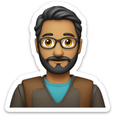 brown indian software engineer with anchor beard sticker