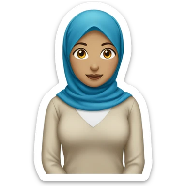 a hijabi girl with light skin and blue hijab sticker