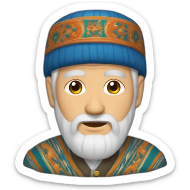 uzbek old man with national outfit sticker