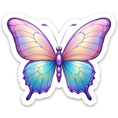Shiny Glossy Pastel Gradient Hue Iridescent Crystal Butterfly sticker