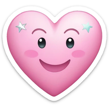 Un corazon color rosado claro con estrellas turquesas sticker