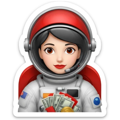 woman, Money astronaut, red and black design sticker