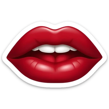 A dark red colored lipstick kiss mark. sticker
