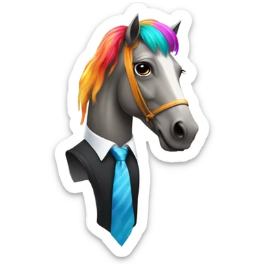 A horse wearing a tie and a wig that is fabulous  sticker