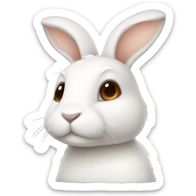 White bunny with brown dots sticker