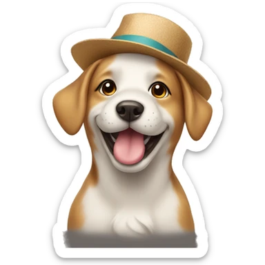 doggy with cute hat sticker