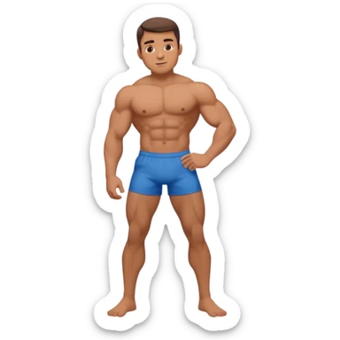 Shirtless buff guy posing but his legs are very small sticker