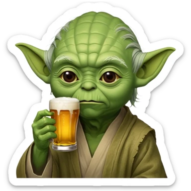Maître yoda buvant une bière sticker