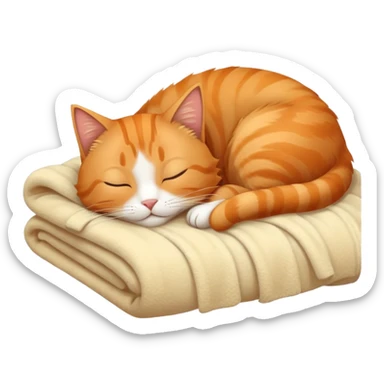 Cat sleeping on a bed sticker