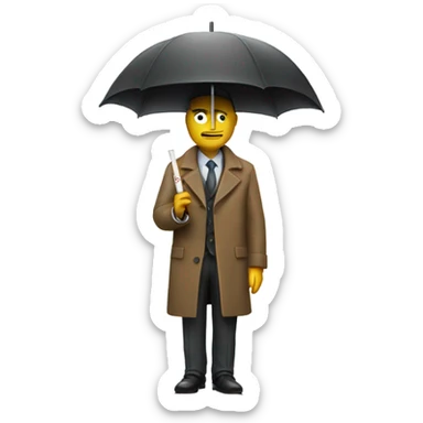 Man with the head of a cigarette holding an umbrella sticker