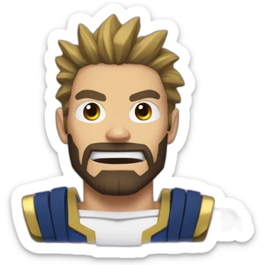 All Might "I AM HERE" with a brown beard sticker