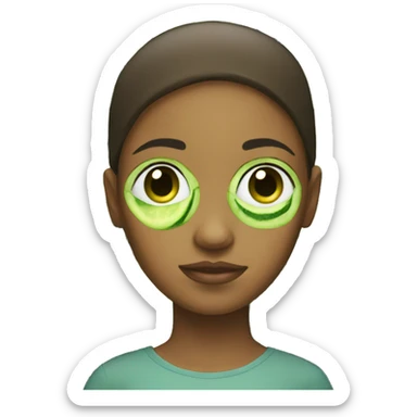 Girl with cucumbers on eyes sticker