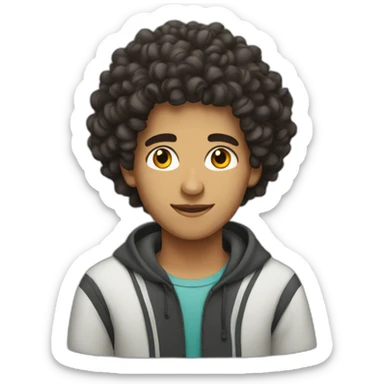Young Moroccan guy with large curly hair sticker