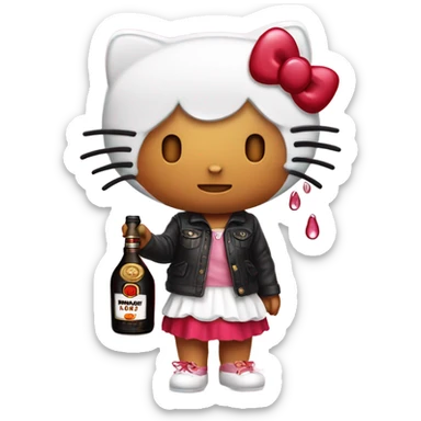 Hello kitty crying tears holding Hennessy😭  sticker