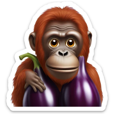 orangutan on an eggplant sticker