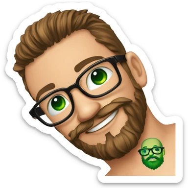 webmaster green eyes beard glasses tattoo on forearm sticker