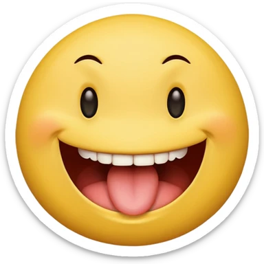 a yellow smily face with a smirk and biting on his tongue sideways sticker