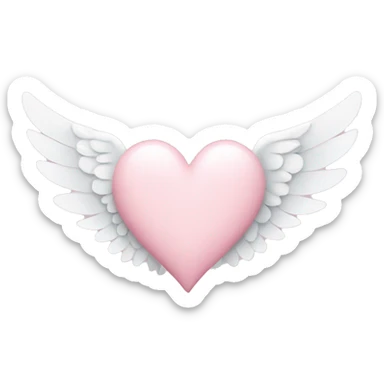pastel pink heart with white wings sticker
