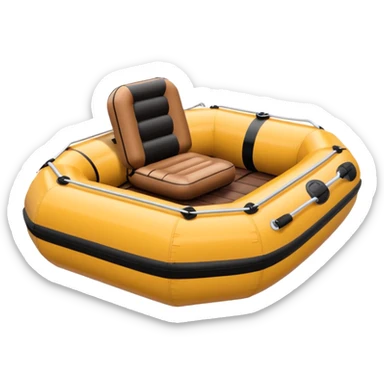 brown round shape inflatable boat with several black chairs around the perimeter sticker