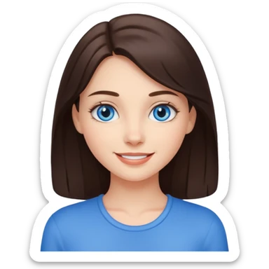 charming brunette girl with blue eyes, inviting smile sticker