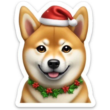 Shiba-inu in Christmas wear sticker