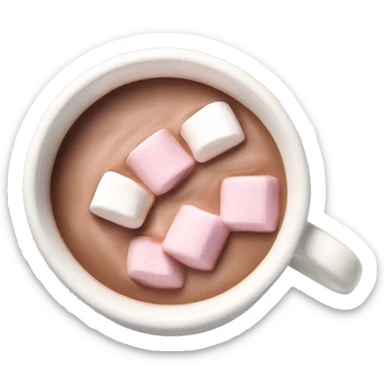 Light Pink mug of hot chocolate with marshmallows  sticker