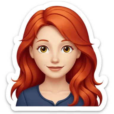 white woman with long red hair, simple and clear sticker