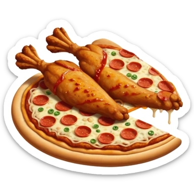 chicken wings and a slice of pizza combo sticker