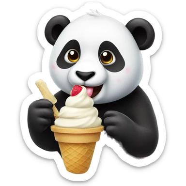 Panda eating ice cream sticker