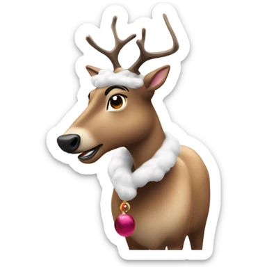 The gayest reindeer in drag sniffing snow sticker