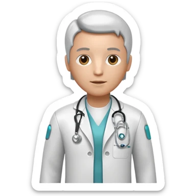 medical robot with a doctor's coat and a stethoscope sticker