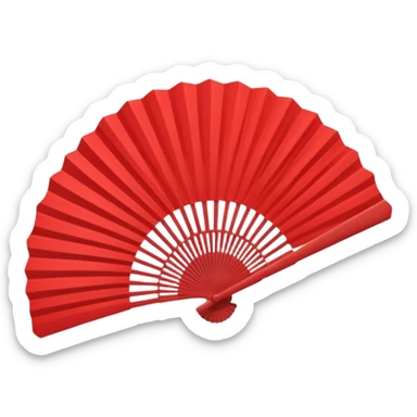 red paper hand fan sticker