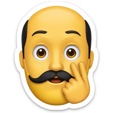 circular yellow emoji with black beard, mouth to the side, one eyebrow up, hand gesturing 'no' sticker