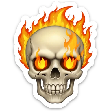 Skull on fire sticker