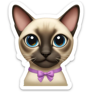 siamese cat wearing a bow sticker
