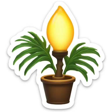 a lamp on and a palm branch sticker