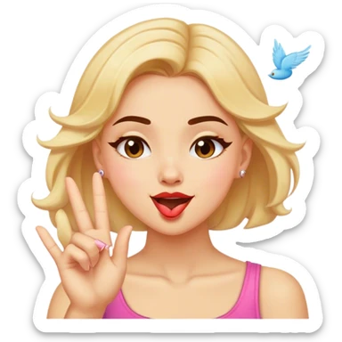 Girl sending a flying kiss with wink sticker