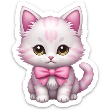 cute kitten with a pink bow sticker