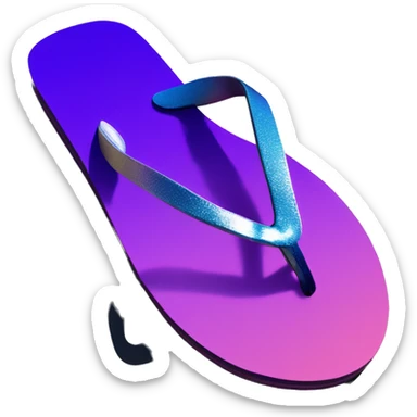 Realistic dark purple to blue ombre flip flops with metallic silver accents. sticker