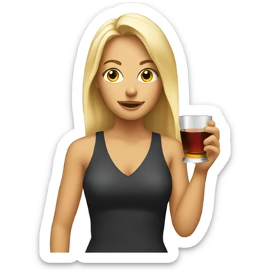Blonde woman holding liquor  sticker