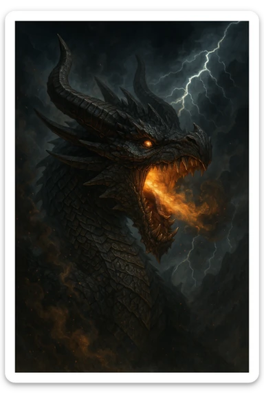 a dragon roaring, dramatic, detailed, fantasy style sticker