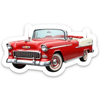 1955 Chevrolet Bel Air Convertible, Red-White color, 32x32 pixels, aspect ratio: 1:1 sticker