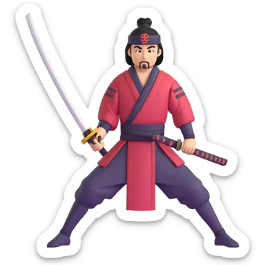 samurai warrior drawing katana sticker