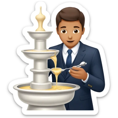 Man in suit eating Fondue fountain sticker