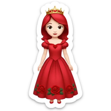 princess in a red rose dress full body sticker