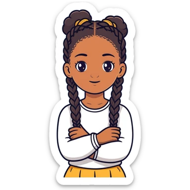 Black girl with braids crossing arms sticker