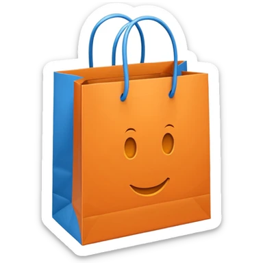 orange gift bag with thick blue handles sticker