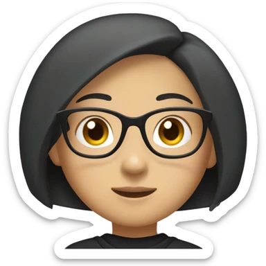 a girl of Asian appearance, with a bob in a black hoodie and glasses for vision sticker